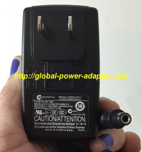 New GlobTek GS-1569 AC Adapter GTM41076-0609-2.0 7V 0.8A 800mA - Click Image to Close